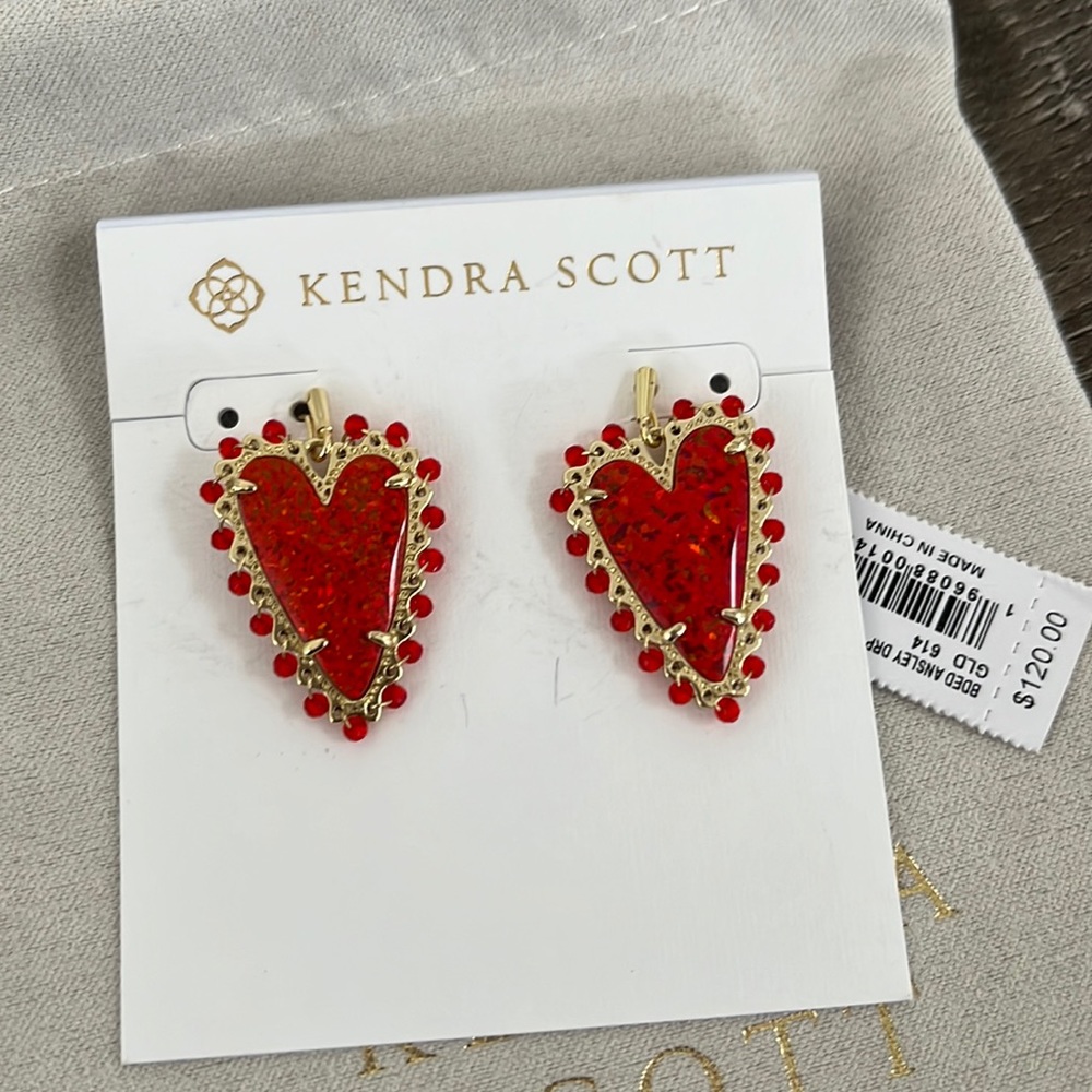 NWT Kendra Scott Ansley earrings- Red Kyocera opal